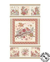 Benartex Bird Song Nature Walk Panel Rose