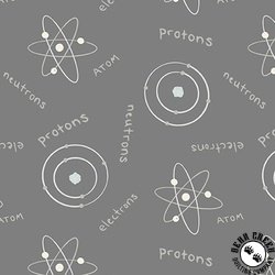 Blank Quilting Science Lab Electrons, Protons, and Neutrons Dark Gray