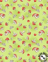 Wilmington Prints Gnome Grown Mushrooms All Over Green Wilmington Prints Gnome Grown Mushrooms All Over Green