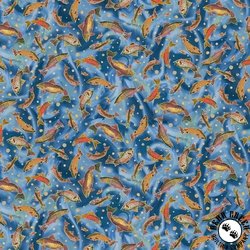 P&B Textiles Bear in Mind Tossed Fish Blue P&B Textiles Bear in Mind Tossed Fish Blue