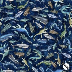 QT Fabrics Savage Kingdom Underwater Dinos Navy QT Fabrics Savage Kingdom Underwater Dinos Navy