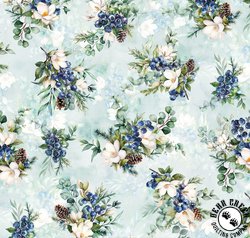Hoffman Fabrics Forest Fawn Berries and Pinecones Sky Hoffman Fabrics Forest Fawn Berries and Pinecones Sky