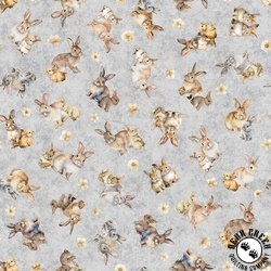 QT Fabrics Hunny Bunny Tossed Bunnies Gray QT Fabrics Hunny Bunny Tossed Bunnies Gray