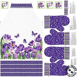 Northcott Tulip Garden Apron Panel White/Multi