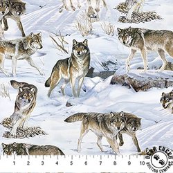 Northcott Naturescapes Wild at Heart Wolves Light Blue/Multi