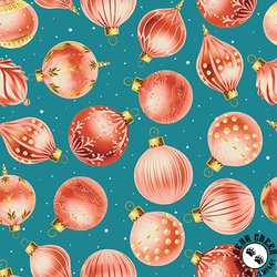 Blank Quilting Comfort and Joy Tossed Ornaments Dark Aqua Blank Quilting Comfort and Joy Tossed Ornaments Dark Aqua