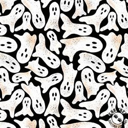 Blank Quilting Ghostly Greetings Ghosts Black