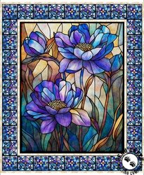 QT Fabrics Mosaic Blooms Stained Glass Floral Panel Multi QT Fabrics Mosaic Blooms Stained Glass Floral Panel Multi