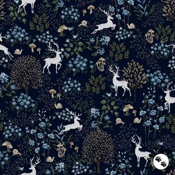 Studio E Fabrics Ashdown Forest Deer Scenic Midnight Blue Studio E Fabrics Ashdown Forest Deer Scenic Midnight Blue