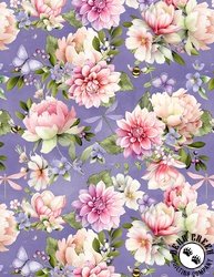 Wilmington Prints Fleur Amour Large Florals Purple