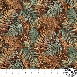 Northcott Stonehenge Rooted Leaves Teal/Multi