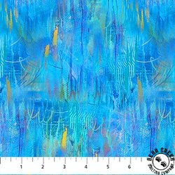 Northcott Lotus Small Brushstrokes Blue/Multi