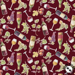 Clothworks Wine Tasting Bottles Dark Brick
