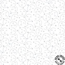 Henry Glass Quilters Flour VI Moon Faces White on White