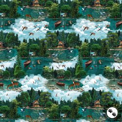 Michael Miller Fabrics Welcome to Our Lake Scenic Multi