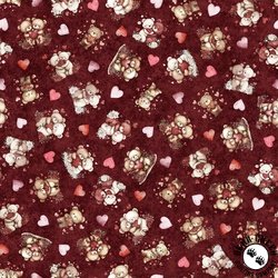 QT Fabrics Hearts and Hugs Bears and Hearts Toss Garnet QT Fabrics Hearts and Hugs Bears and Hearts Toss Garnet