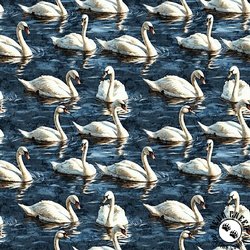 QT Fabrics Swan Song Swans navy QT Fabrics Swan Song Swans navy