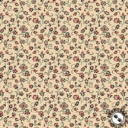 QT Fabrics Oxford Archival Flower with Dotted Scroll Cream QT Fabrics Oxford Archival Flower with Dotted Scroll Cream