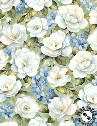 Wilmington Prints Blue Harmony Large Floral All Over Green Wilmington Prints Blue Harmony Large Floral All Over Green
