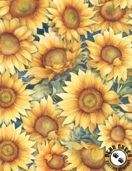 Wilmington Prints Sunspell Packed Sunflowers Blue