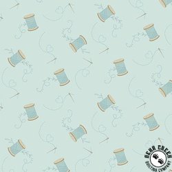 Andover Fabrics Sewing Bird Needle and Thread Lake