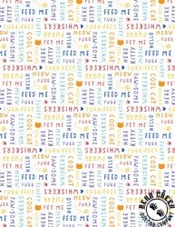 Wilmington Prints Fe-Line Frisky Words All Over White Wilmington Prints Fe-Line Frisky Words All Over White