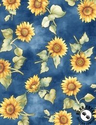 Wilmington Prints Sunspell Sunflowers Toss Blue