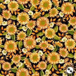 Studio E Fabrics Autumn Fields Sunflowers Black