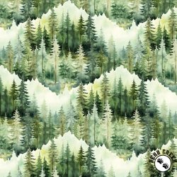P&B Textiles Bigfoot Country Scenic Trees Allovers Green/Multi