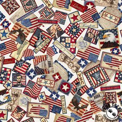 QT Fabrics American Tapestry Patriotic Collage Cream