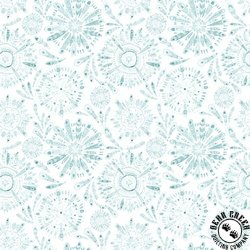 P&B Textiles Peacock Serenade Feather Mandalas White/Teal P&B Textiles Peacock Serenade Feather Mandalas White/Teal