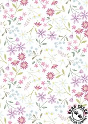 Lewis and Irene Fabrics Pressed Flowers Sleeping Bloom White Lewis and Irene Fabrics Pressed Flowers Sleeping Bloom White