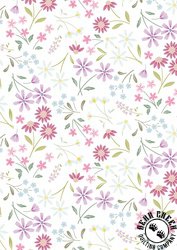 Lewis and Irene Fabrics Pressed Flowers Sleeping Bloom White