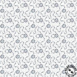 Benartex Classic Keepsakes in Blue Calico Floral White/Navy