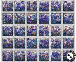 QT Fabrics Mosaic Blooms Stained Glass Floral Picture Panel Gray QT Fabrics Mosaic Blooms Stained Glass Floral Picture Panel Gray