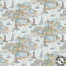 Andover Fabrics High Tide Harbour View Light Blue Andover Fabrics High Tide Harbour View Light Blue