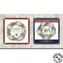 P&B Textiles Farmhouse Americana Panel Patriotic Wreath Pillow Panel