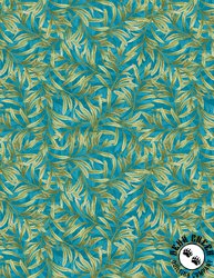 Wilmington Prints Midnight Garden Leaves All Over Teal