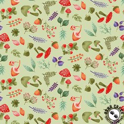 Studio E Fabric In The Thicket Tossed Mushrooms Green/Multi Studio E Fabric In The Thicket Tossed Mushrooms Green/Multi