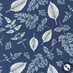 Moda Field of Flowers Leaf Pattern Indigo