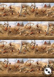 Northcott Naturescapes Pheasant Grove Border Stripe Rust/Multi Northcott Naturescapes Pheasant Grove Border Stripe Rust/Multi