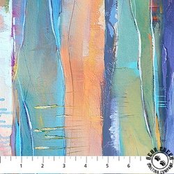 Northcott Lotus Stripe Blue/Multi