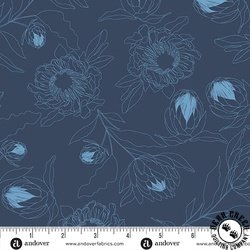 Andover Fabrics Colored Me Whispered Protea Whisper Navy