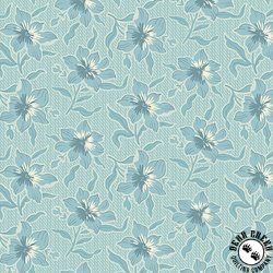 Andover Fabrics Sewing Bird Lilly Glacier