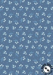 Lewis and Irene Fabrics A Winter's Moon Snowdrops Twilight Blue with Pearl