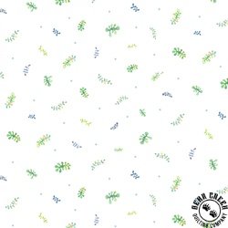 P&B Textiles Happy Ocean Life Tossed Seaweed White
