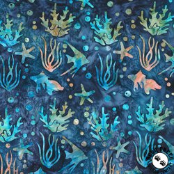 Riley Blake Designs Expressions Batiks Toes in the Sand Sea Life Dark Skies