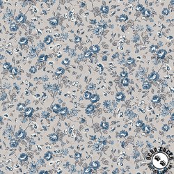 Riley Blake Designs Serenity Blues Flower Toss Taupe