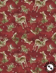 Wilmington Prints Woodland Snowmen Woodland Critter Toss Red Wilmington Prints Woodland Snowmen Woodland Critter Toss Red