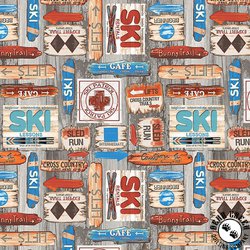 Blank Quilting Slopeside Ski Signs Taupe
